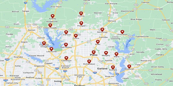 Frisco Window Cleaning Service Area map 2